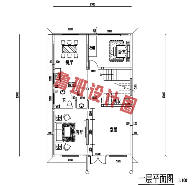 100平米三层自建房屋自建别墅设计图