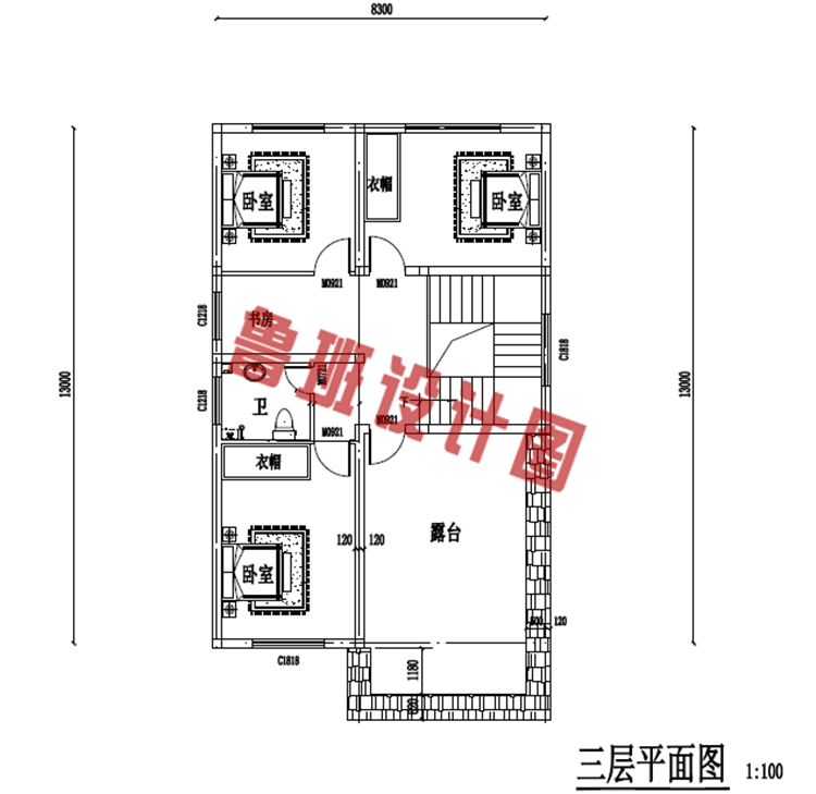 100平米三层自建房屋自建别墅设计图