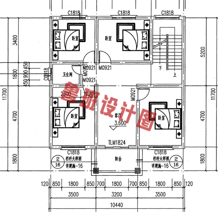 简单实用三层楼房别墅设计图纸