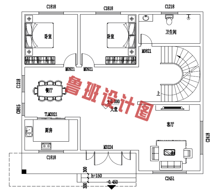 乡下二层楼房住宅设计图纸及效果图