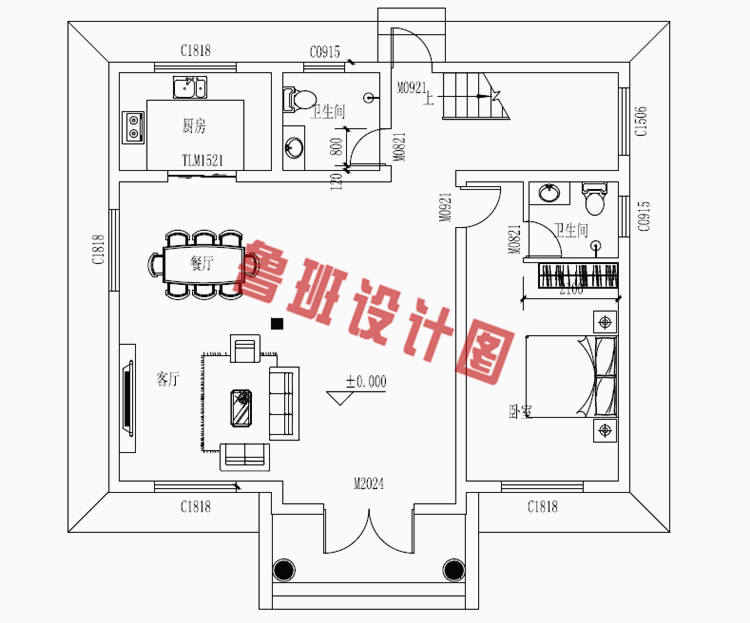 二层平顶别墅设计图