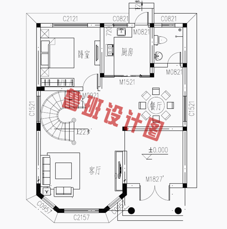 100平米两间三层楼房设计图