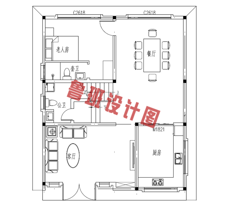 二层平屋顶小洋楼设计图