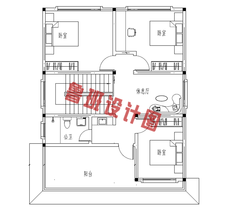 二层平屋顶小洋楼设计图