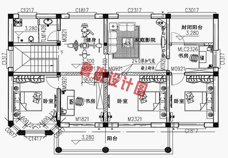 四间两层楼房设计图