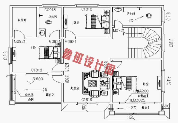 两层三间新农村住宅设计图