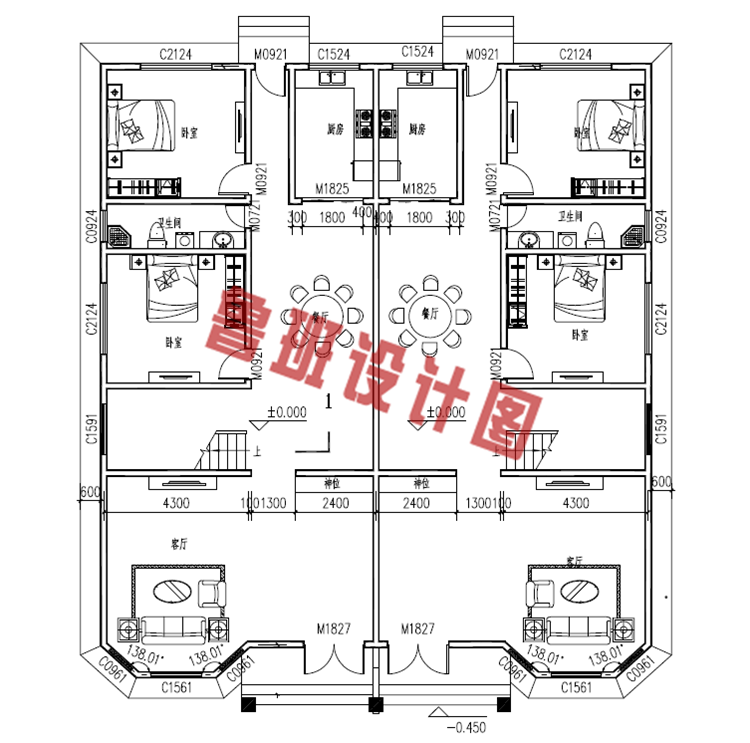 美观气派双拼三层别墅