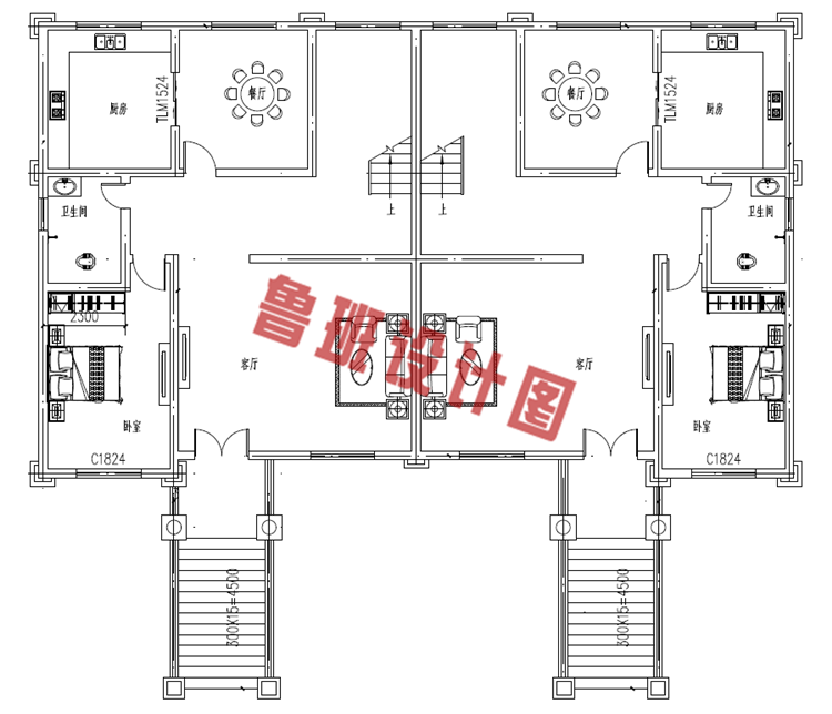 带地下室双拼三层小别墅