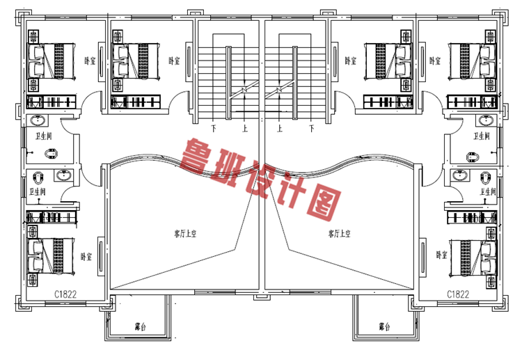 带地下室双拼三层小别墅