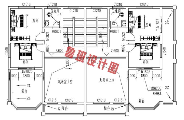 新农村三层双拼房屋设计图