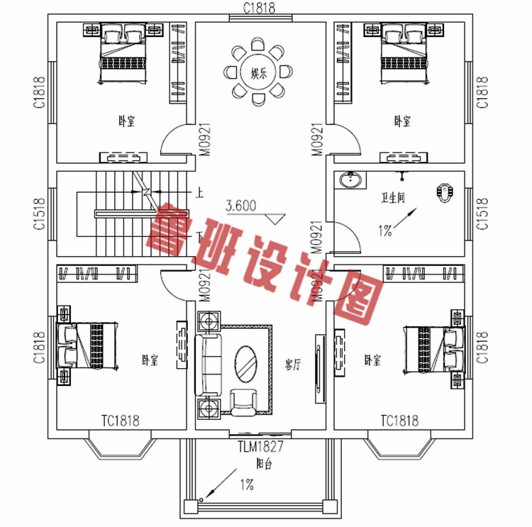 舒适大方三层房屋设计图纸