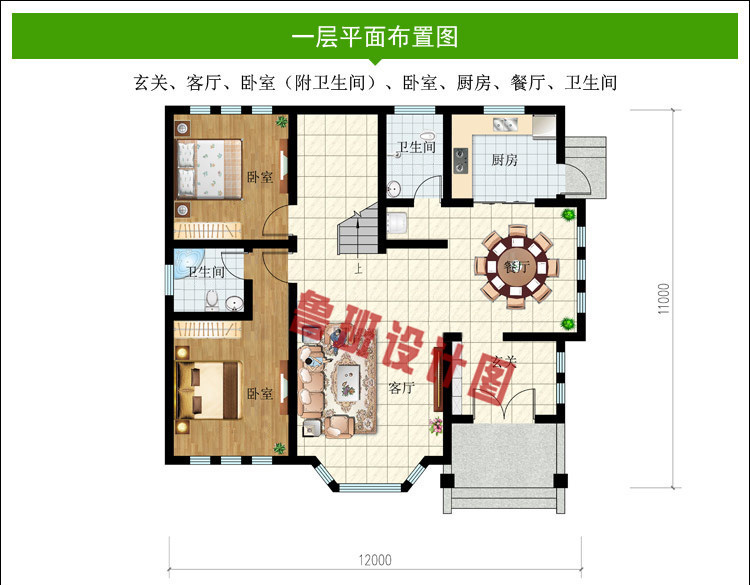 农村2018新式二层楼房一层户型图