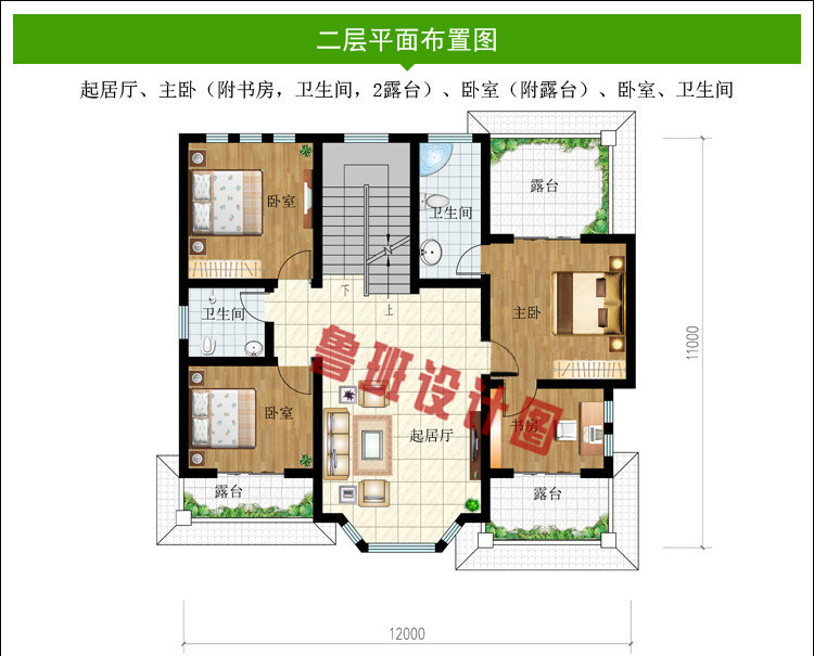 农村2018新式二层楼房二层户型图