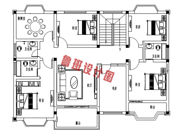 实用型欧式别墅设计二层平面图