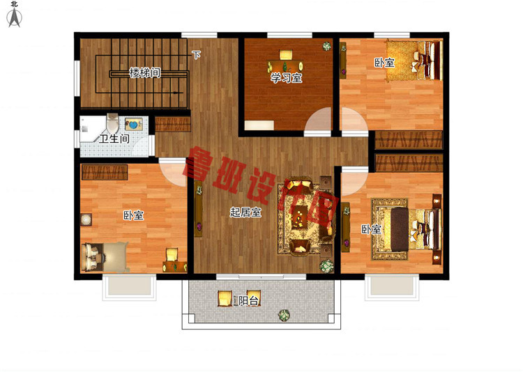 新型农村自建房设计二层户型图