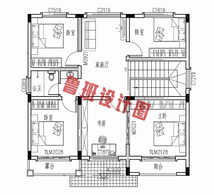 精致典雅的100平方米二层楼房图纸