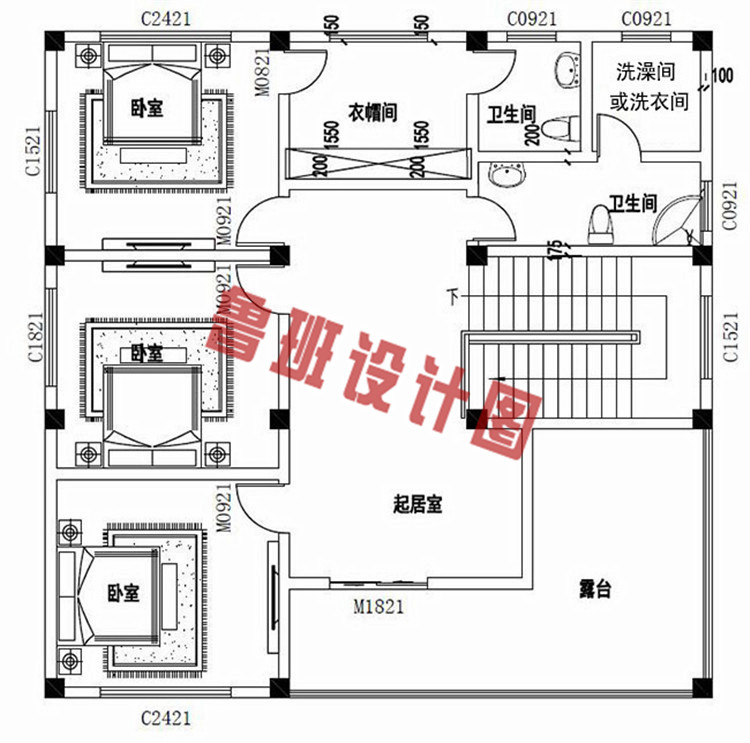 12X12米农村三层别墅设计图