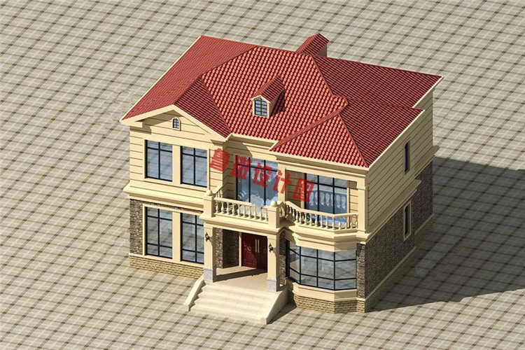 二层别墅房屋设计鸟瞰图