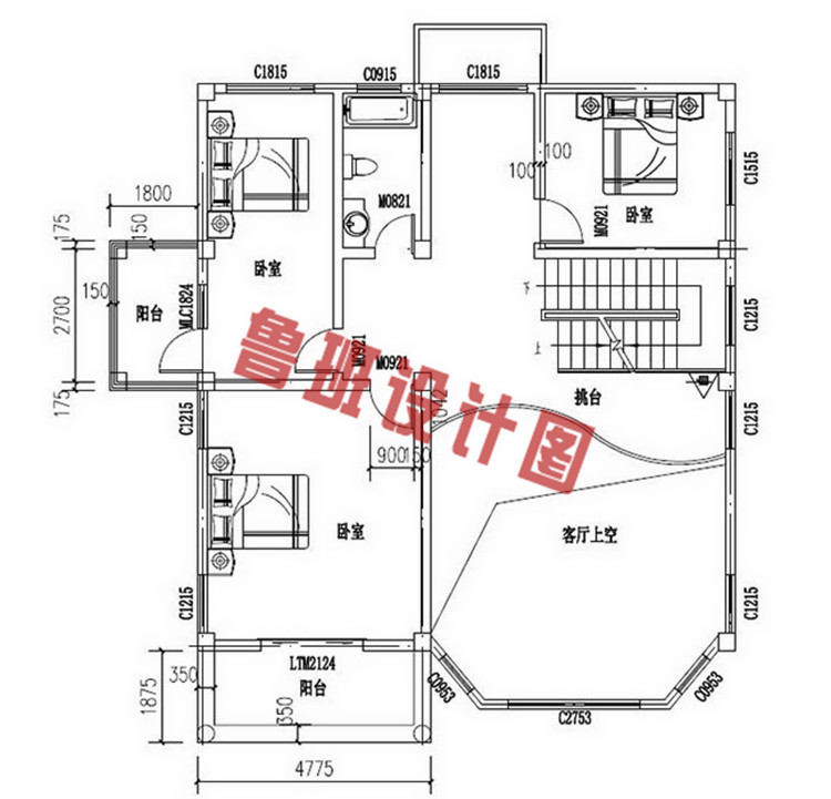 140平三层复式别墅设计图