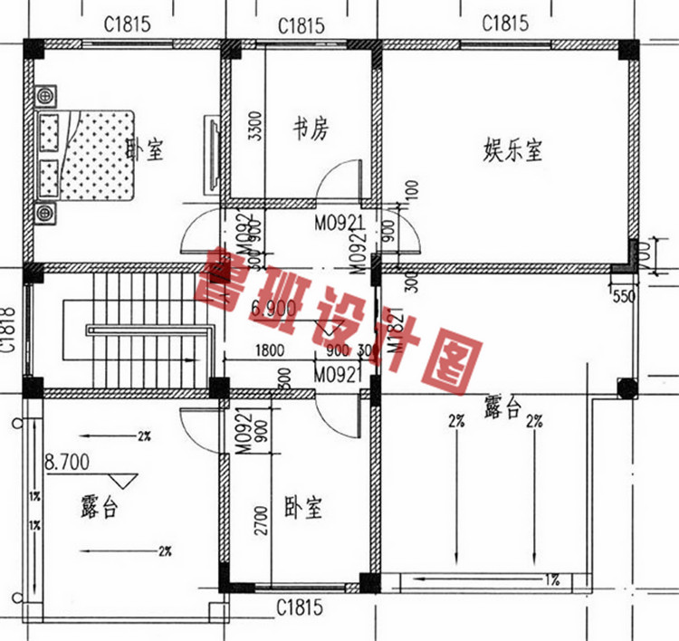 农村三层带露台车库房屋设计图