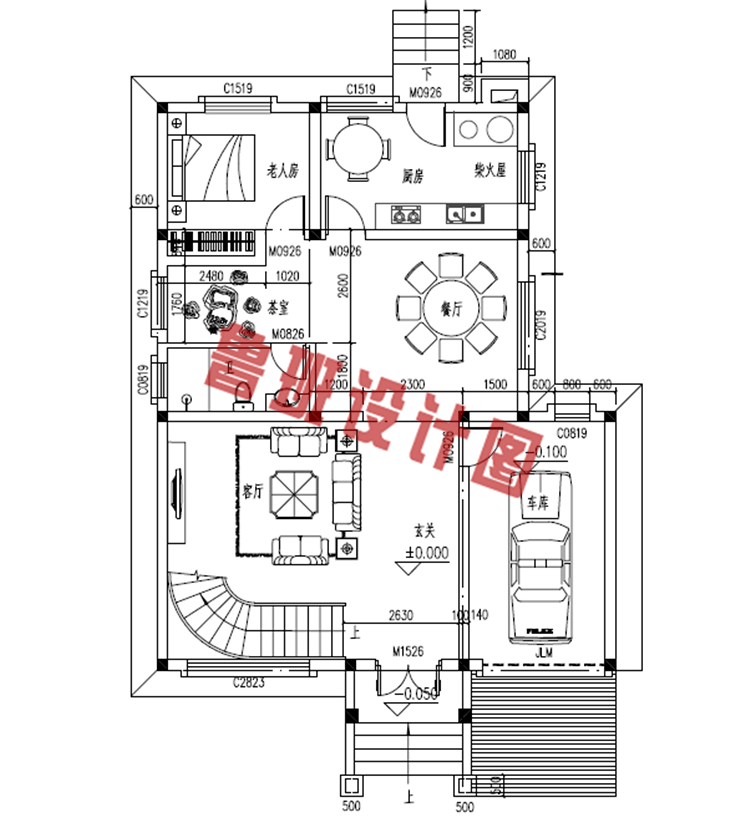 带车库简约二层小别墅房屋设计图纸