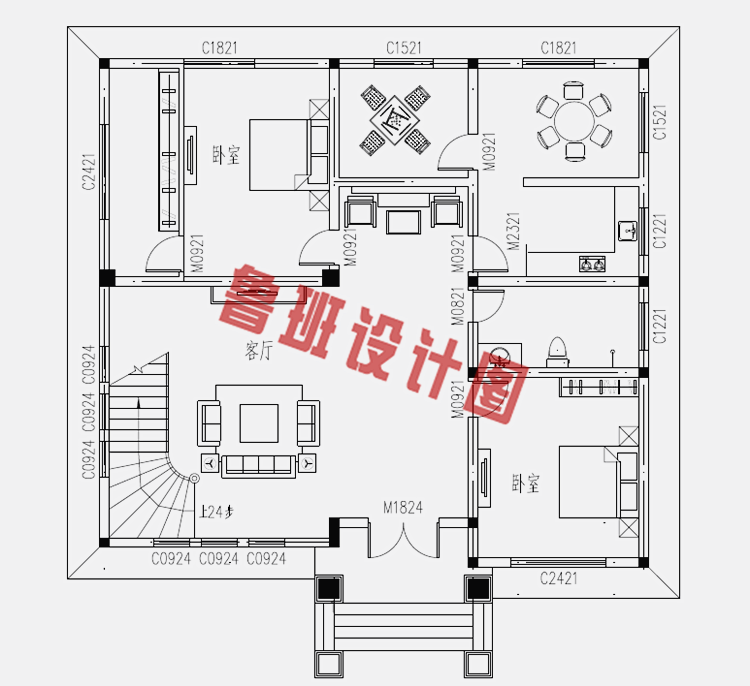 三间三层楼房设计图纸