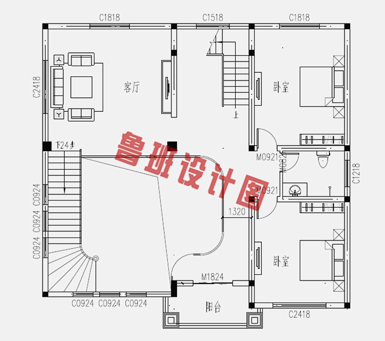 三间三层楼房设计图纸