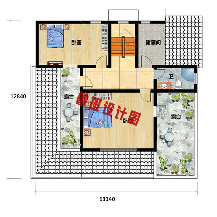 一层半欧式田园风小别墅设计阁楼户型图