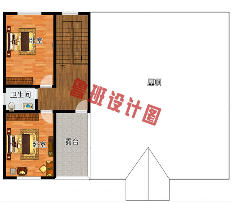 新型农村一层半小别墅设计阁楼户型图