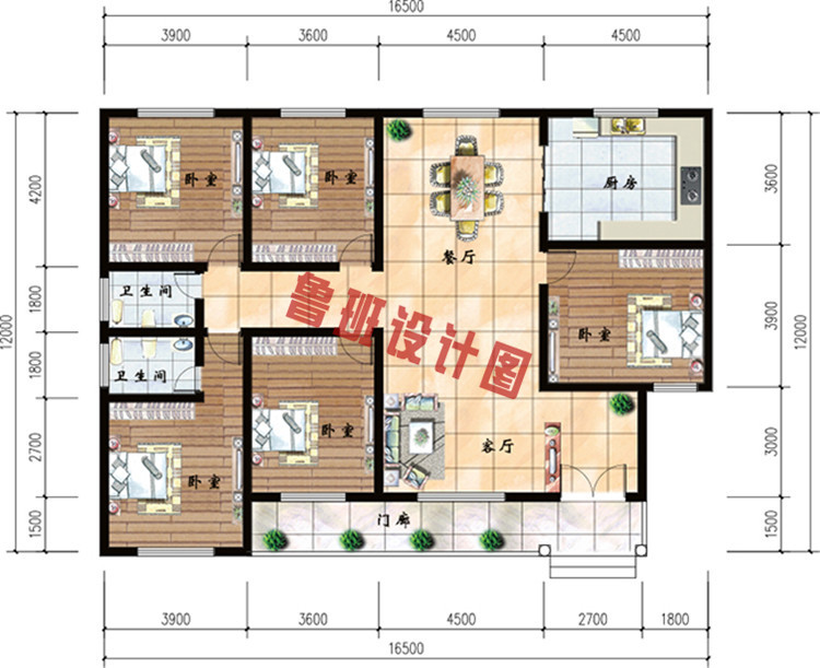 美式一层别墅设计室内户型图