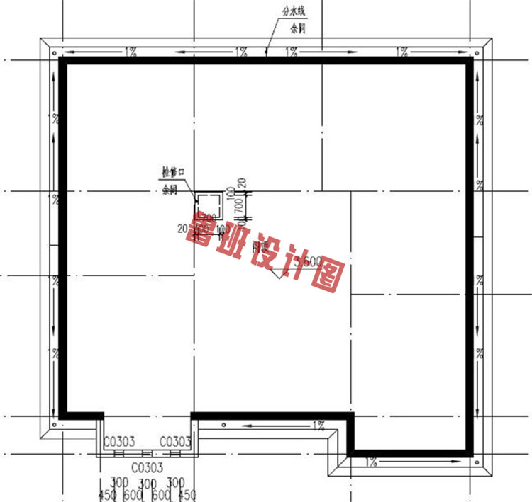 占地160平现代一层（带闷顶）别墅住宅闷顶户型图