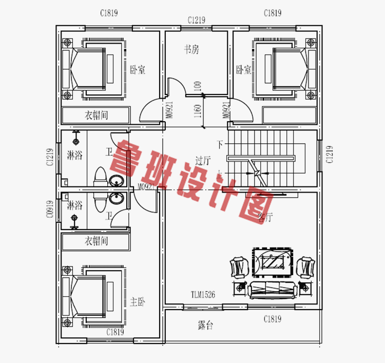 农村120平米三间三层楼房设计图纸