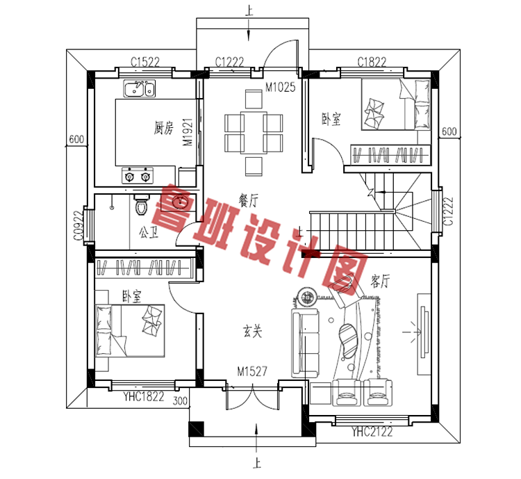 精致典雅的100平方米二层楼房图纸