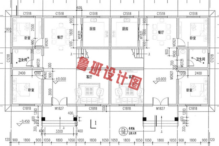 欧式二层带阁楼房屋设计一层户型图