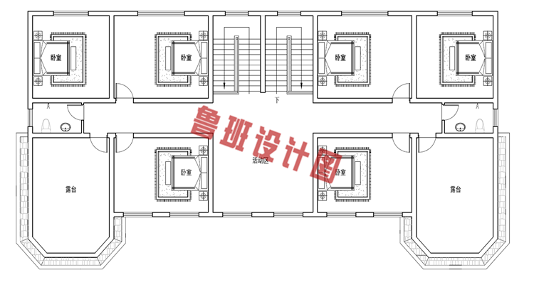 新农村二层半双拼别墅设计三层户型图