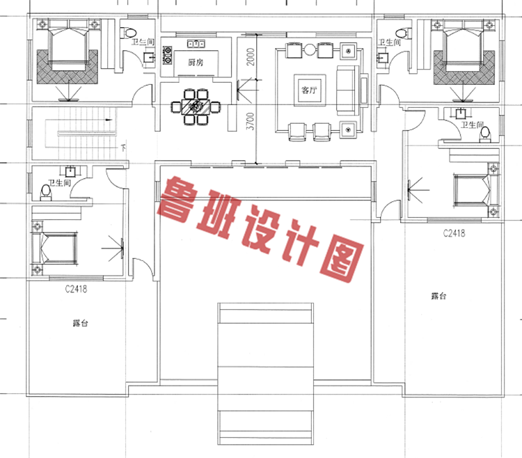 二层四合院房屋设计图