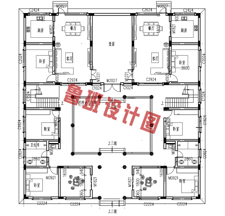 二层小型简单四合院设计图