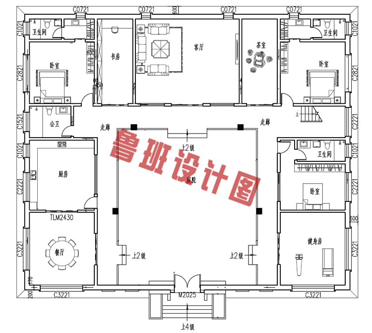 中式四合院风格别墅设计图