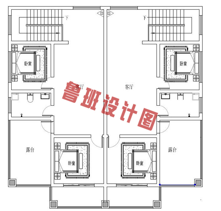 三层带老虎窗双拼自建房屋设计三层户型图