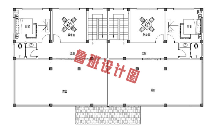 双拼三层别墅设计三层户型图