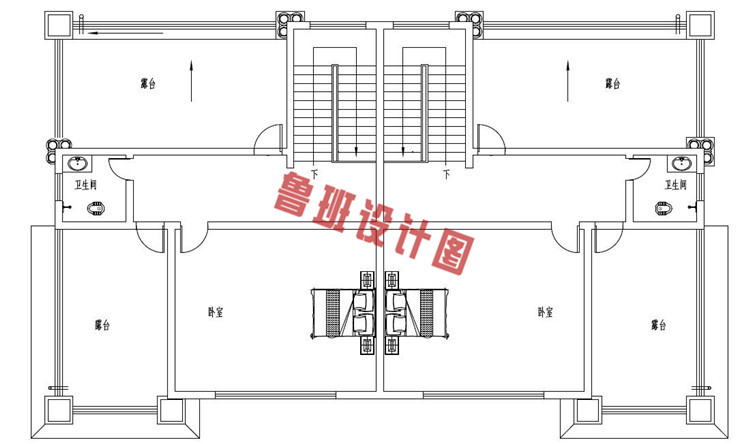 简欧三层双拼小别墅设计三层户型图