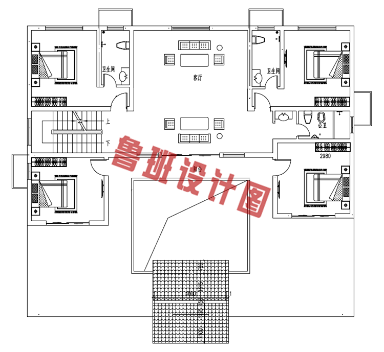 农村小型四合院设计效果图及施工图