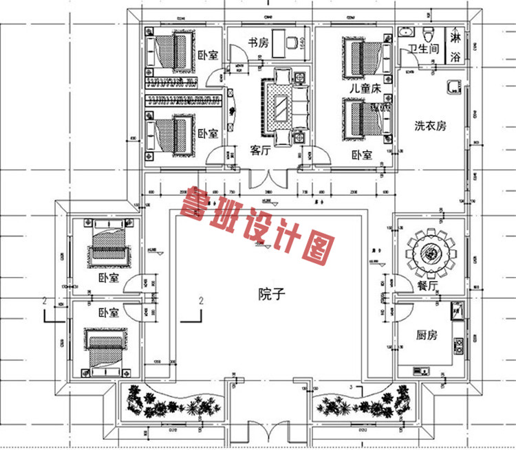 传统经典中式四合院房屋室内户型图