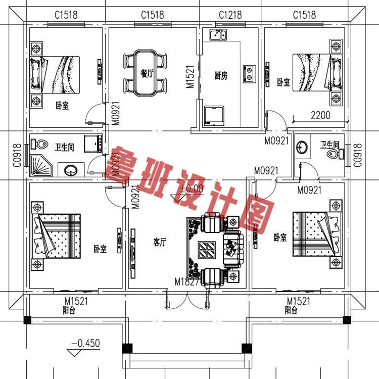 一层别墅设计一层户型图