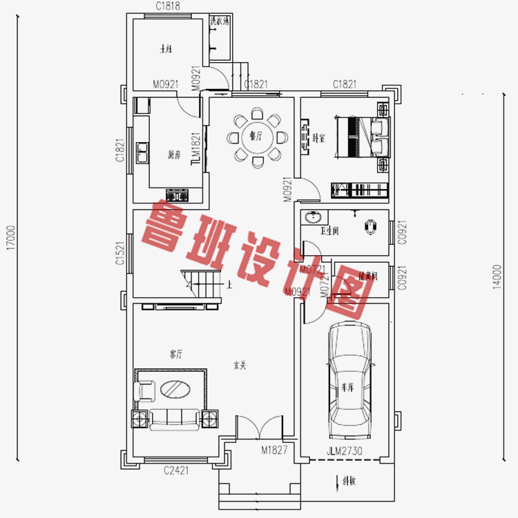 带车库露台三层农村别墅图纸