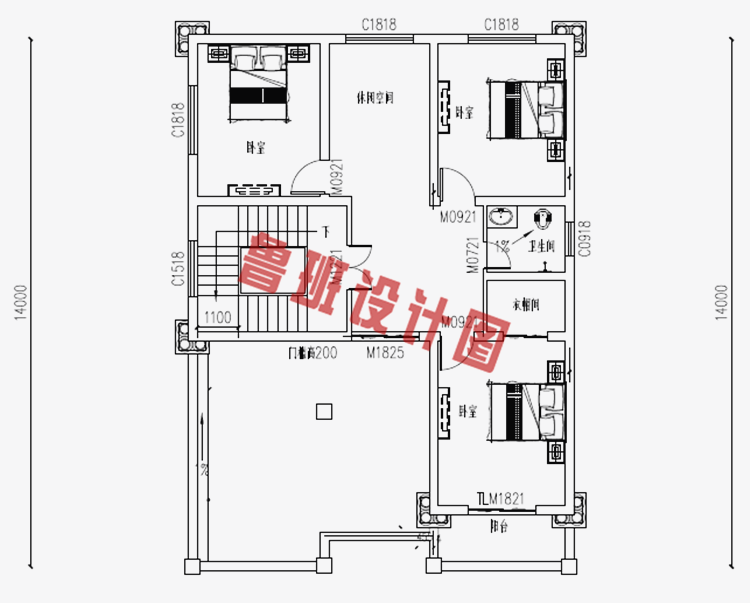 带车库露台三层农村别墅图纸