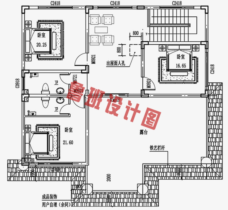 高端大气140平自建别墅设计图