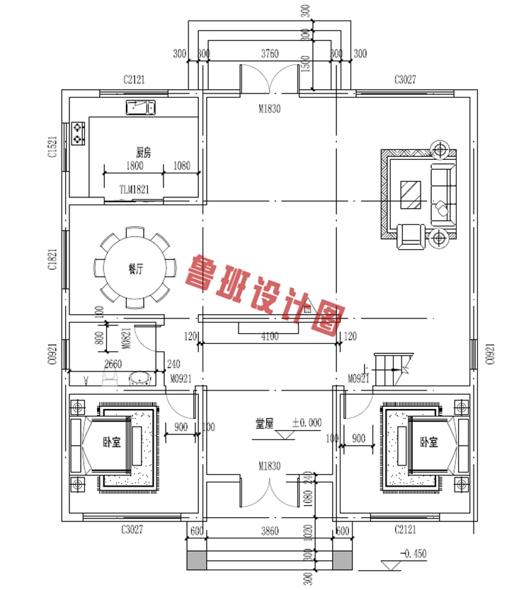 欧式三层别墅设计一层户型图