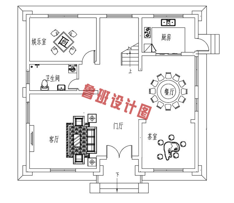 三层农村别墅设计一层户型图