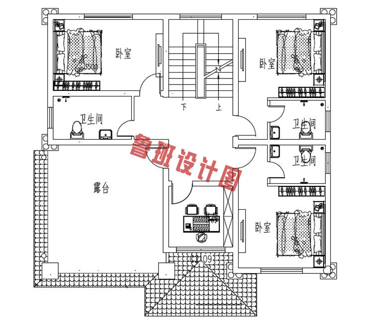 三层农村别墅设计三层户型图